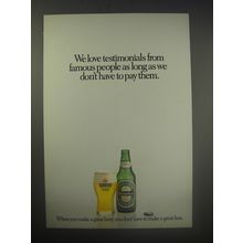 1990 Heineken Beer Ad - We love testimonials from famous people