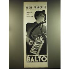 1932 Balto Cigarettes Ad - in French - Regie Francaise caisse autonome