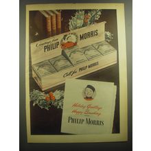 1945 Philip Morris Cigarettes Ad - Holiday Greetings and Happy Smoking