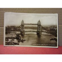 TOWER BRIDGE AND THE POOL OF LONDON used postcard RP 1966 pm =