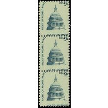 1591, MNH 9¢ U.S. Capital Misperforation ERROR Strip of 3 Stamps - Stuart Katz