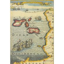 Medieval 17th Century Map Of The Channel Islands Postcard
