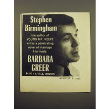 1959 Little, Brown Book Advertisement - Barbara Greer by Stephen Birmingham