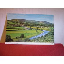 RIVER WYE & BUILTH WELLS, BRECKNOCKSHIRE, WALES unused postcard 1984 =