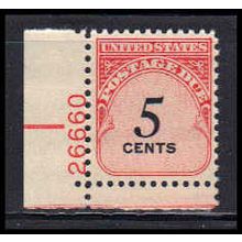 J93 5c Postage Due Fine MNH P#S LL 26660 W2330
