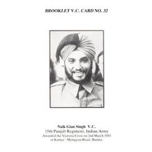 Naik Gian Singh 15th Punjab Indian Regiment Victoria Cross Award Postcard