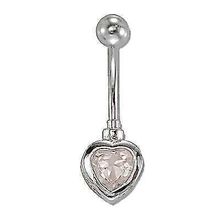Banana Cz Cubic Zirconia Heart 14g / 14mm-Lg / 5mm Ball
