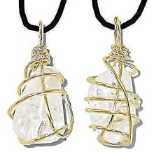Genuine Clear Quartz Gemstone wrapped 1 inch Pendant