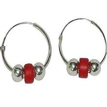 Sterling Silver Colored Tablet Bead 20mm Endless Hoop Earrings