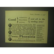 1948 Hotel Phoenicia Malta Ad - Good Company Weather Living