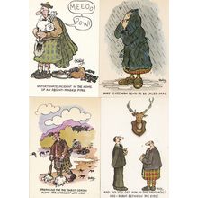 Scottish Kilts Drinking 4x Comic Humour Scotland Postcard s