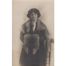 Lady With Giant Fur Stole Animal Hunting Fashion Antique Postcard