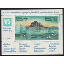 Greenland Birds Coastal view of Greenland by Jens Lorentzen MS 1987 MNH