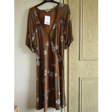 NEXT brown floral short sleeve dress Size 14 never worn