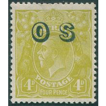 Australia 1932 KGV 4d yellow-olive Official SGO126 unused