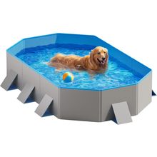 Peteast Foldable Dog Pool with Sturdy Square Design, Durable 71" Lx39 Wx12 D Ext