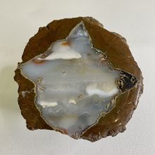 Polished Thunderegg Agate Opal Blue Ocean White Clouds Geode Half 3"x2.75" 184g