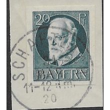GER (BAVARIA) 1914 20pf KING LUDWIG III' (IMPERFED) FINE USED (EBID64-434)