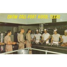 Officers Mess Fort Hood Texas Serving Food Line Military Postcard