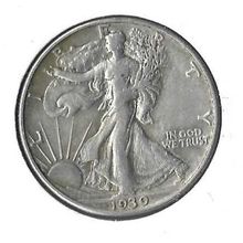 1939-d US Silver Walking Liberty Half Dollar XF/AU