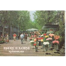 BARCELONA, Ramblas, Spain unused postcard vintage. =