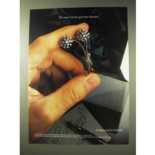 1977 De Beers Diamond Ad - Says I Never Give Flowers