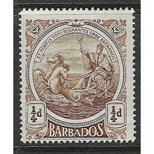 BARBADOS 1916-19 WATERMARK MULTI-CROWN CA 1/4d BROWN MINT SG181a