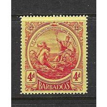 BARBADOS 1916-19 WATERMARK MULTI-CROWN CA 4d MINT SG187