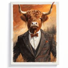 Highland Cow In A Suit Wall Art Print Animal Framed Picture Cow Artwork Gift (3)