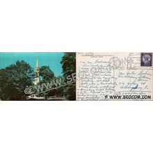 CT Norwalk Postcard Congregational Church On the Green Street Scene ct_box~2272