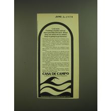 1974 Casa de Campo Resort Ad - Fielding's Guide said we were possibly the best