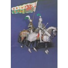 Henry Tudor Mounted Horse Bosworth Village Model Leicester Battlefield Postcard