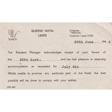 Queens Hotel Leeds Antique Bed Room Reservation Postcard