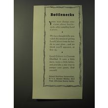 1953 Lord Calvert Whiskey Ad - Bottlenecks