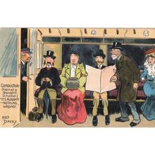 Conductor in Train Compartment Antique Comic Railway Postrcard