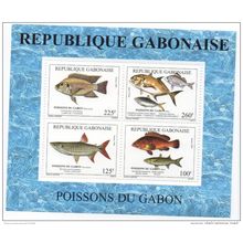 Gabon 1999 Mi. Bl. 101 bloc Poissons Fische Fish Fishes Sealife Scarce Faune