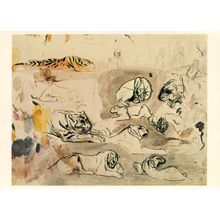 Eugene Delacroix Sheet Of Victorian Animal Studies Painting Postcard