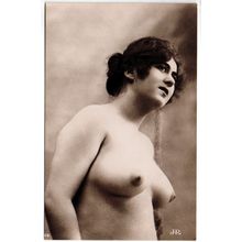REAL PHOTOGRAPHIC REPRODUCTION EDWARDIAN ERA FRENCH FEMALE NUDE POSTCARD (4348)