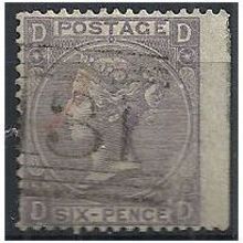 1865 SG97 6d Lilac Plate 6 Watermark Emblems Good Used Wing margin "DD"...