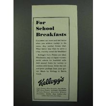1930 Kellogg's Corn Flakes Ad - For School Breakfasts