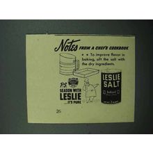 1940 Leslie Salt Ad - From a Chef's Cookbook