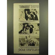 1940 Dole Pineapple Juice Ad - Turnabout, Carole Landis