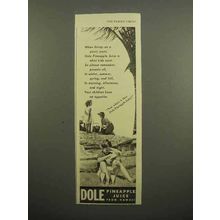 1940 Dole Pineapple Juice Ad - Thirsty on Picnic Jaunt