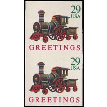 2719 29c Locomotive Fine MNH BPS Vert Pair V4946