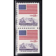 1893 18c U.S. Flag Fine MNH Dry Gum BPS Vert Pair BR V4688