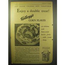 1930 Kellogg's Corn Flakes Cereal Ad - Double Treat