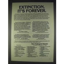 1982 Save Endangered Species Ad - Extinction Forever