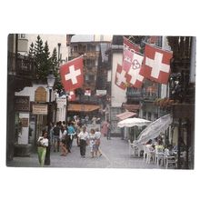 ENGELBERG, SWITZERLAND unused vintage postcard busy street #