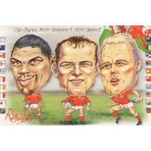 Colin Charvis Brett Sinkinson Scott Quinell Welsh Rugby 1999 Postcard