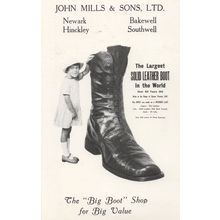 John Mills Shoe & Boot Shop Bakewell Southwell Newark Advertising Postcard